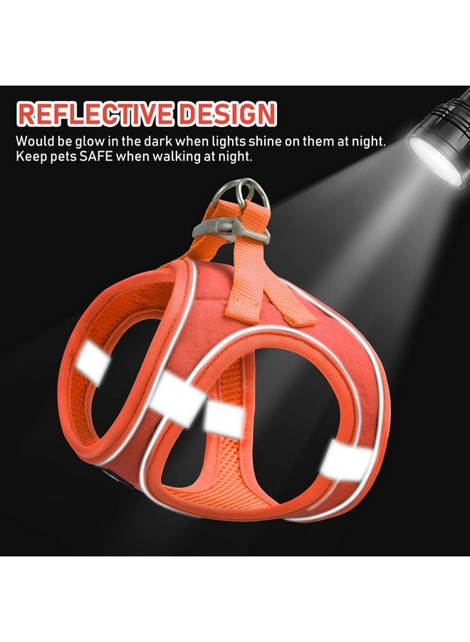 GAMUDA Small Pet Harness Collar and Leash Set, Step in No Chock No Pull Linen Fabric Soft Mesh Dog Vest Harnesses Reflective for Dogs Puppy Cats Kitten Rabbit (Orange, S) - Image 5