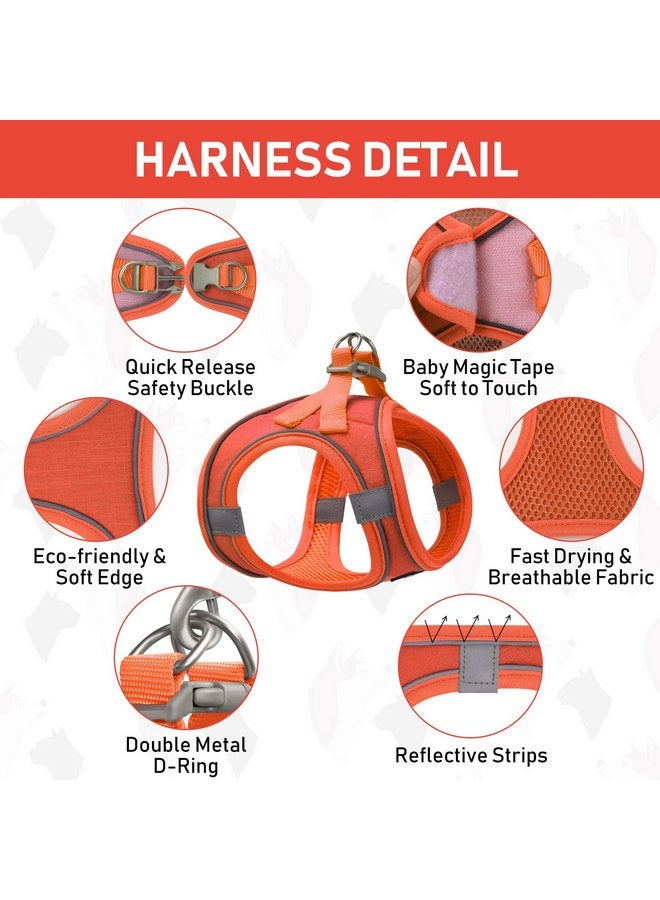 GAMUDA Small Pet Harness Collar and Leash Set, Step in No Chock No Pull Linen Fabric Soft Mesh Dog Vest Harnesses Reflective for Dogs Puppy Cats Kitten Rabbit (Orange, S) - Image 4