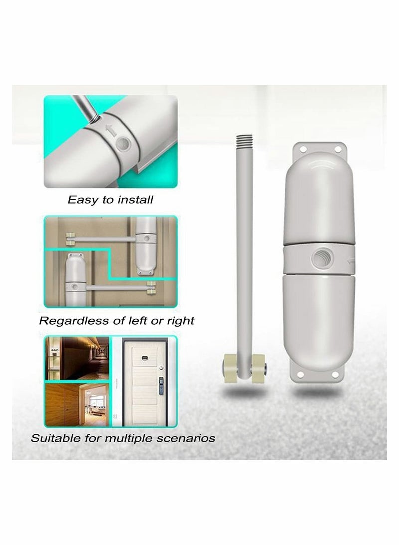 SYOSI Automatic Door Closer Safety Wheel Roller Spring Door Closer Easy to Install to Convert Hinged Doors to Self Closing Diecast Construction White - Image 2