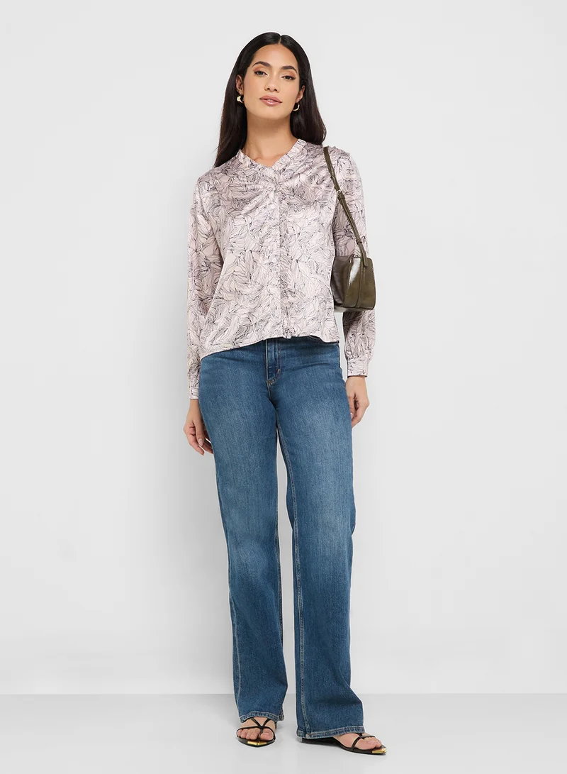 ELLA Ruffle Front Printed Shirt