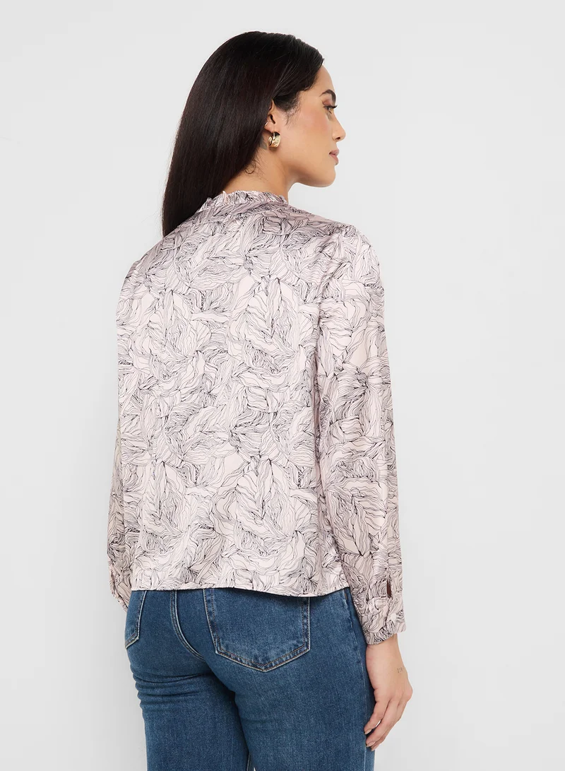 ELLA Ruffle Front Printed Shirt
