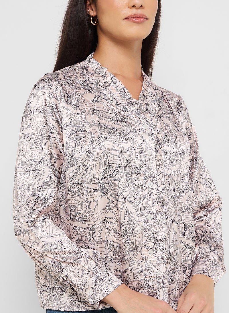 ELLA Ruffle Front Printed Shirt - Image 3