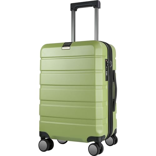 KROSER Hardside Expandable Carry On Luggage with Spinner Wheels & Built-in TSA Lock, Durable Suitcase Rolling Luggage with USB Port, Carry-On 20-Inch, Green - Image 1
