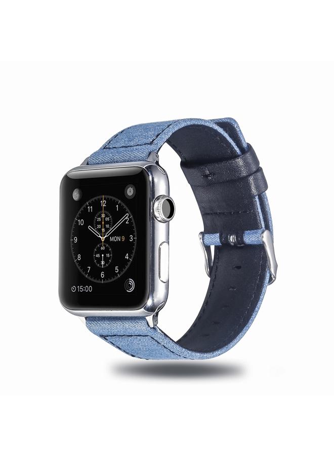 erorex Cloth+Top-grain Leather Wrist Watch Band for Apple Watch Series 7 41mm / 6 & SE & 5 & 4 40mm / 3 & 2 & 1 38mm - Image 3