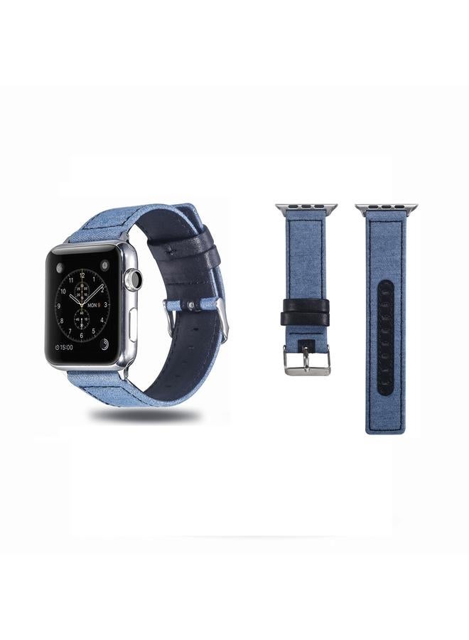 erorex Cloth+Top-grain Leather Wrist Watch Band for Apple Watch Series 7 41mm / 6 & SE & 5 & 4 40mm / 3 & 2 & 1 38mm - Image 1