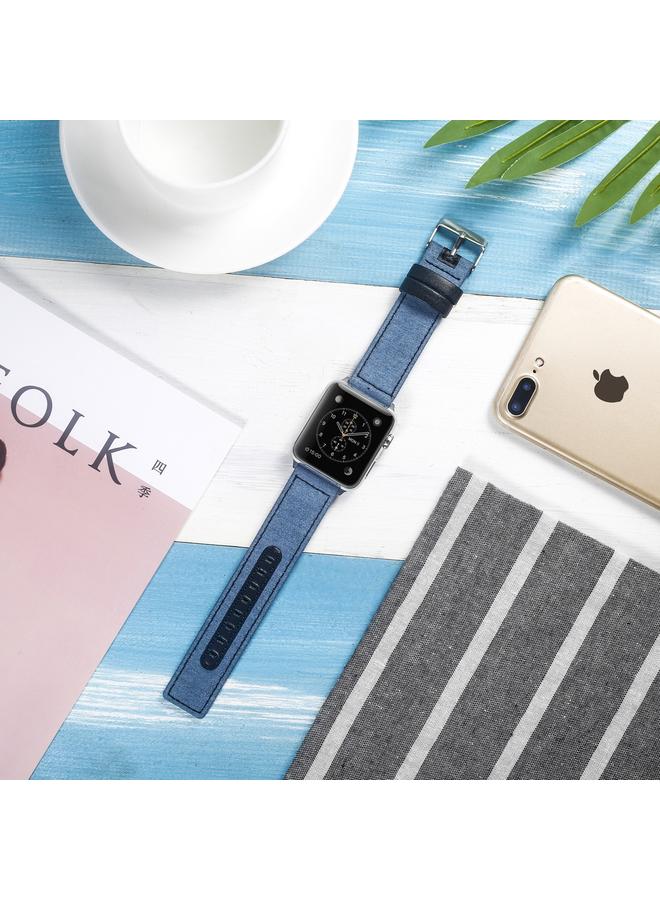 erorex Cloth+Top-grain Leather Wrist Watch Band for Apple Watch Series 7 41mm / 6 & SE & 5 & 4 40mm / 3 & 2 & 1 38mm - Image 2