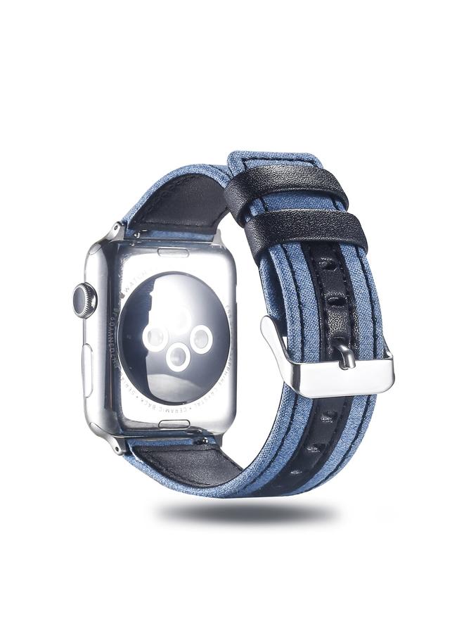 erorex Cloth+Top-grain Leather Wrist Watch Band for Apple Watch Series 7 41mm / 6 & SE & 5 & 4 40mm / 3 & 2 & 1 38mm - Image 4