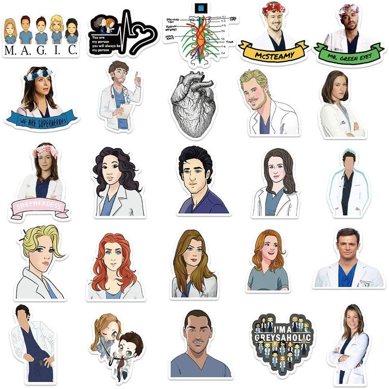 راتجو ملصقات Grey's Anatomy - حزمة مضحكة من 50 ملصقًا للزجاجات المائية، والهيدروفلاسكس، والسيارات، والهاتف، والكمبيوتر، وملصقات الكمبيوتر المحمول، ولطيفة، ومقاومة للماء، وجمالية، وعصرية للمراهقين والفتيات. - Image 4