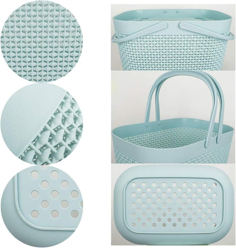 UUJOLY Plastic Organizer Storage Baskets with Handles, Shower Caddy Bins Organizer for Bathroom and kitchen (Blue) - Image 4