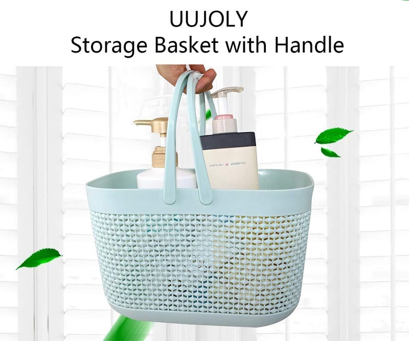 UUJOLY Plastic Organizer Storage Baskets with Handles, Shower Caddy Bins Organizer for Bathroom and kitchen (Blue) - Image 2