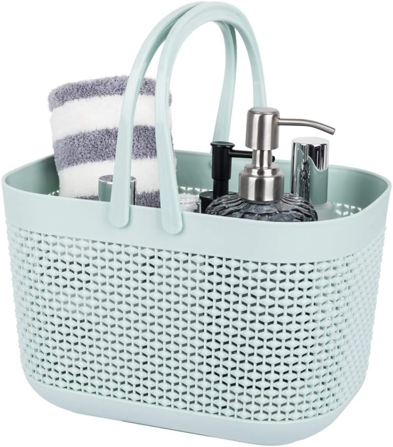 UUJOLY Plastic Organizer Storage Baskets with Handles, Shower Caddy Bins Organizer for Bathroom and kitchen (Blue) - Image 1