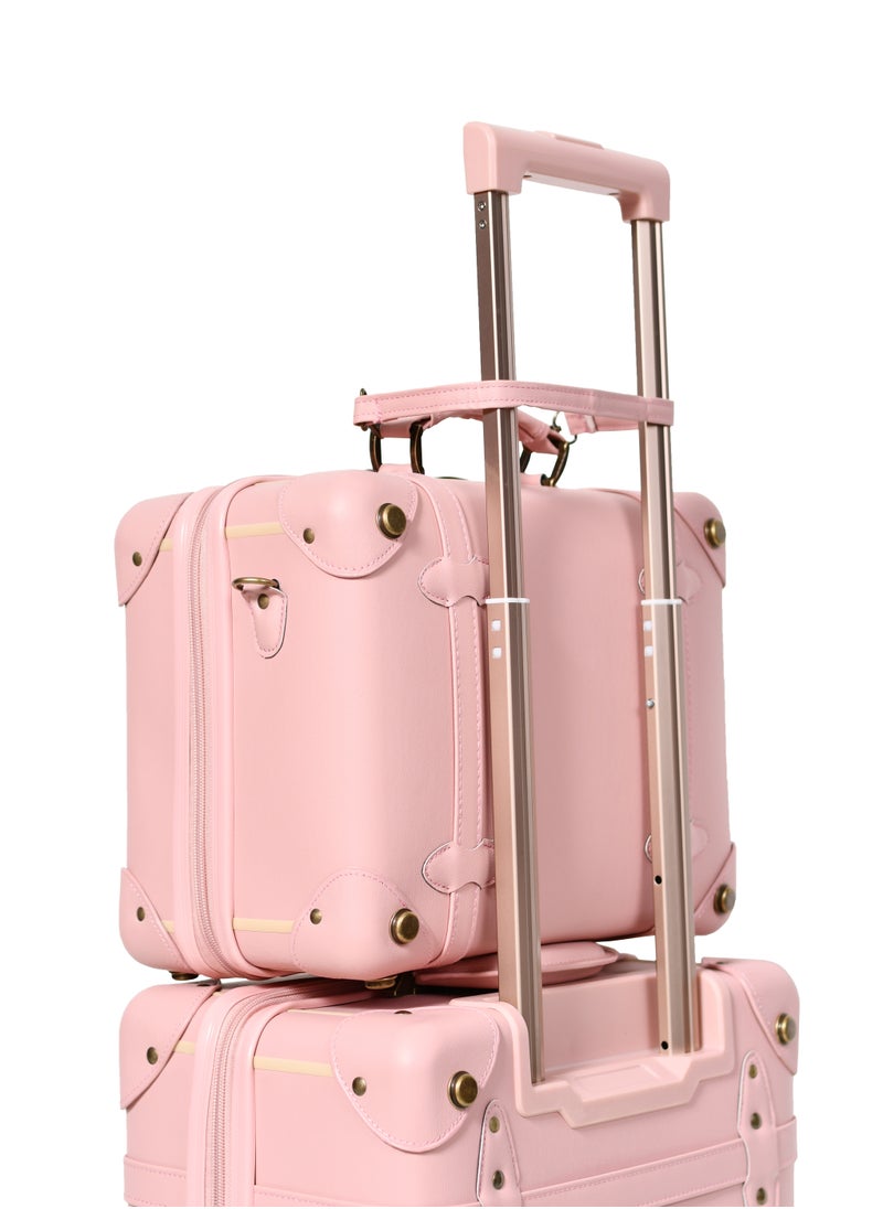 MORANO - Morano Classic Leather Luggage 4 Pcs Set Pink 28''-24''-20'''-14'''Inches - Image 1
