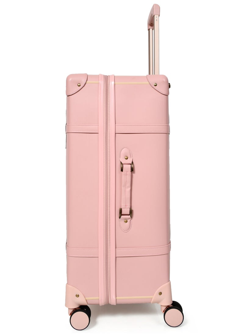 MORANO - Morano Classic Leather Luggage 4 Pcs Set Pink 28''-24''-20'''-14'''Inches - Image 1
