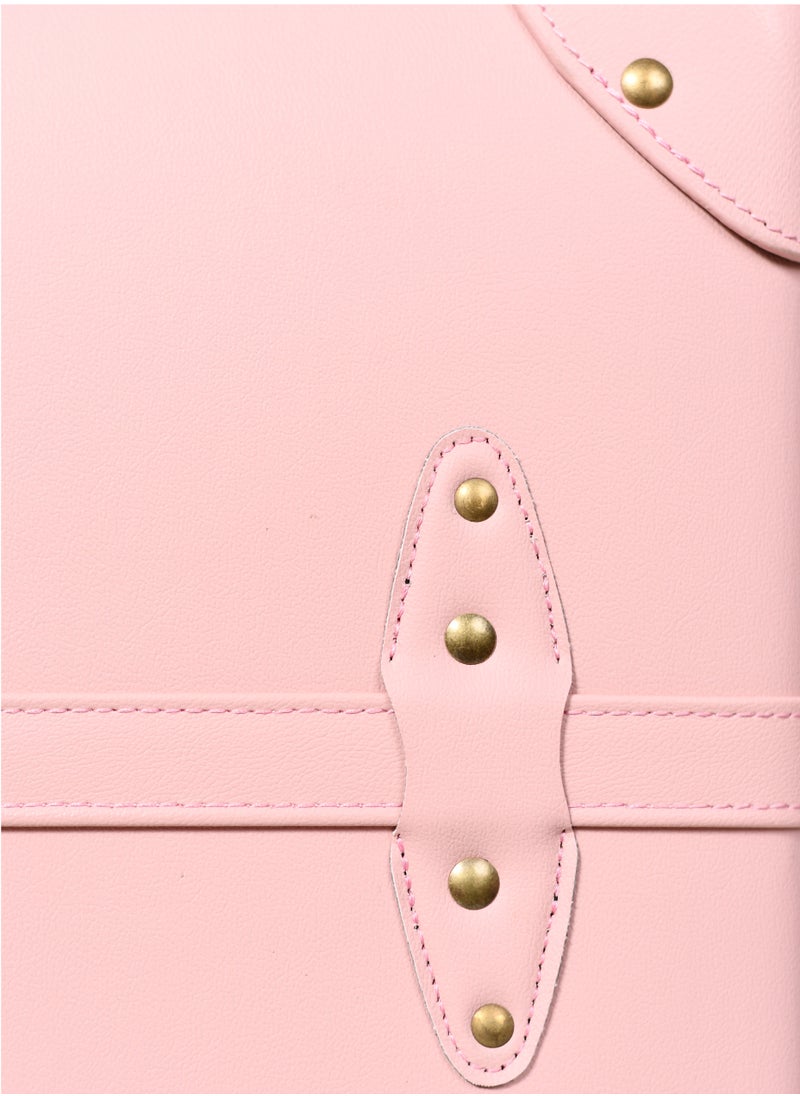 MORANO - Morano Classic Leather Luggage 4 Pcs Set Pink 28''-24''-20'''-14'''Inches - Image 1