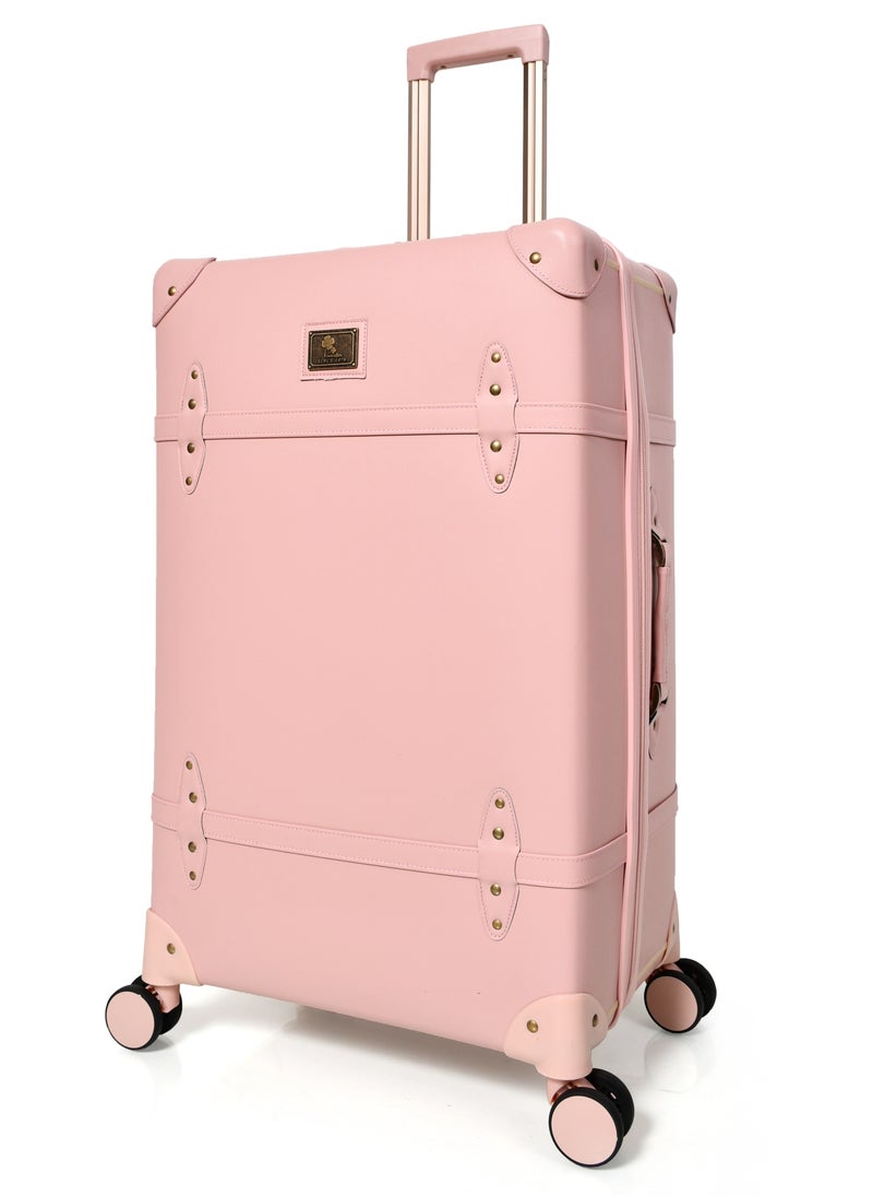 MORANO - Morano Classic Leather Luggage 4 Pcs Set Pink 28''-24''-20'''-14'''Inches - Image 1