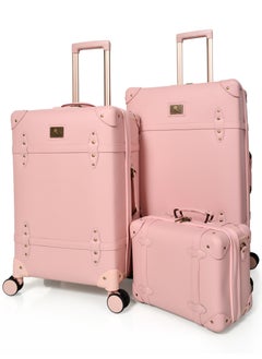 MORANO Morano Classic Leather Luggage 4 Pcs Set Pink 28''-24''-20'''-14'''Inches  - Image 3