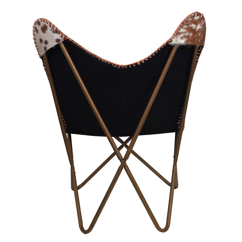 cuero Handmade Leather Butterfly Chair Living Room - Side Hand Stich Leather Chair Butterfly (Tan White) - Image 5