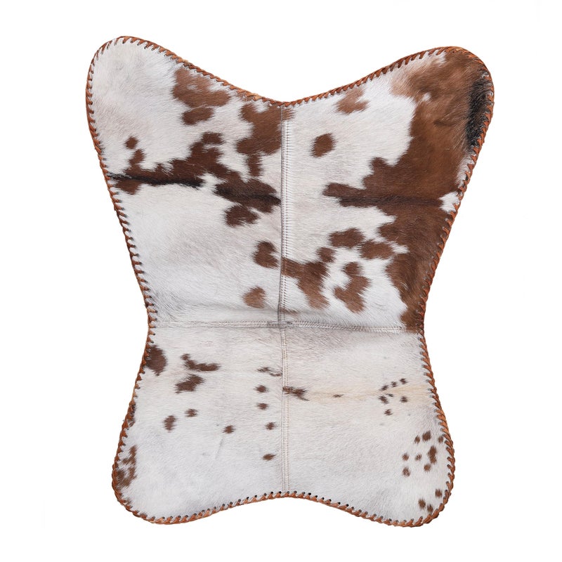cuero Handmade Leather Butterfly Chair Living Room - Side Hand Stich Leather Chair Butterfly (Tan White) - Image 3