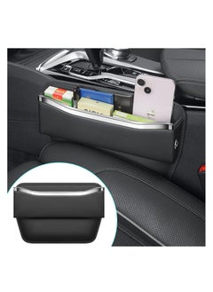 SYOSI Premium Leather Car Seat Gap Filler - Black - Extra Storage Organizer for Cars, SUVs, Trucks - Universal Fit - 1 Pack  - Image 1