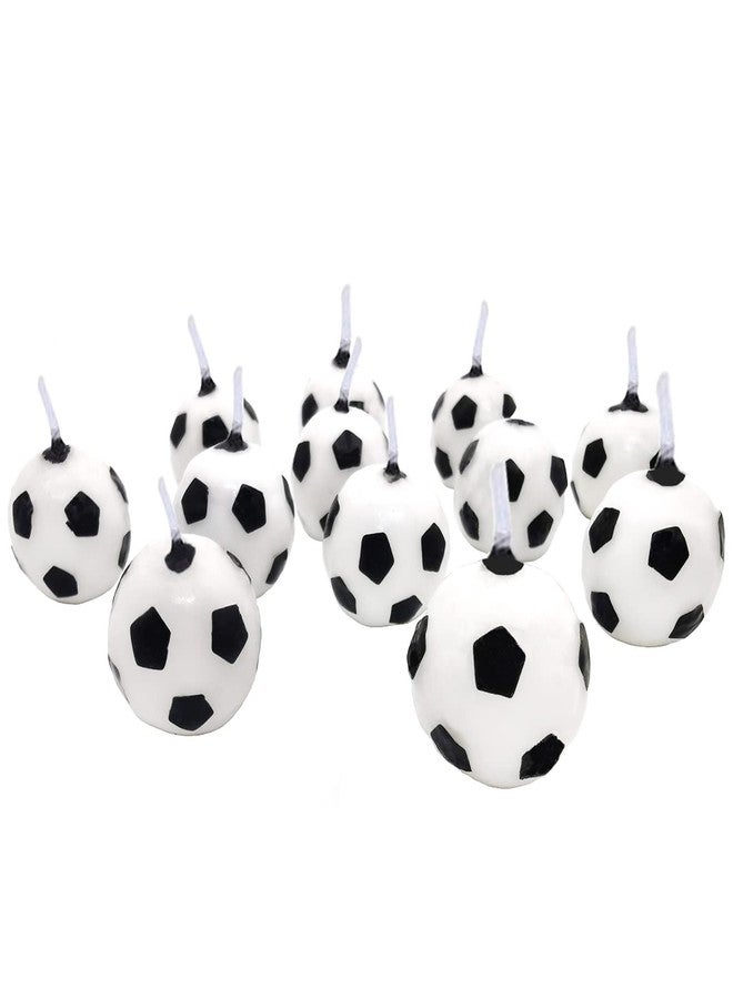 سيمبل بوليمر 12 قطعة من شموع تزيين الكيك على شكل كرة قدم، شموع عيد ميلاد، شموع كرة قدم، زينة كب كيك، لوازم تزيين الكيك، كرة قدم - Image 1