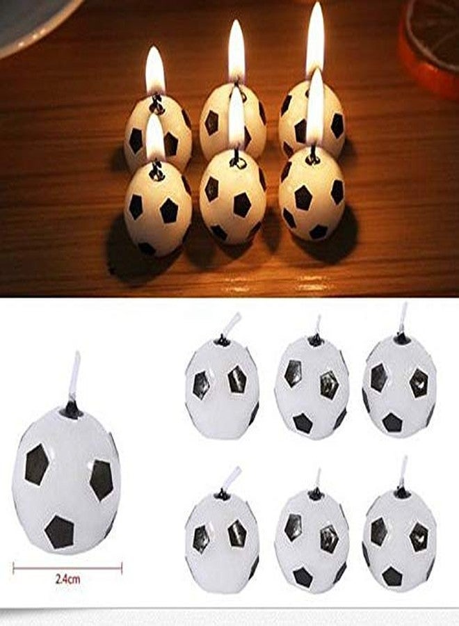 سيمبل بوليمر 12 قطعة من شموع تزيين الكيك على شكل كرة قدم، شموع عيد ميلاد، شموع كرة قدم، زينة كب كيك، لوازم تزيين الكيك، كرة قدم - Image 2