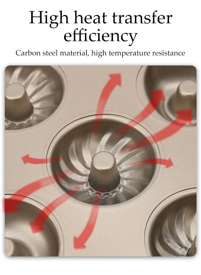 DUNISO Baking Mold Tray 12 Cavities Carbon Steel Baking Mold Tray for Doughnut Flower Shape Household Donut Molds Baking Pan Cake Mold Pan Nonstick Baking Pans for Make Cookies,Cake - Image 3