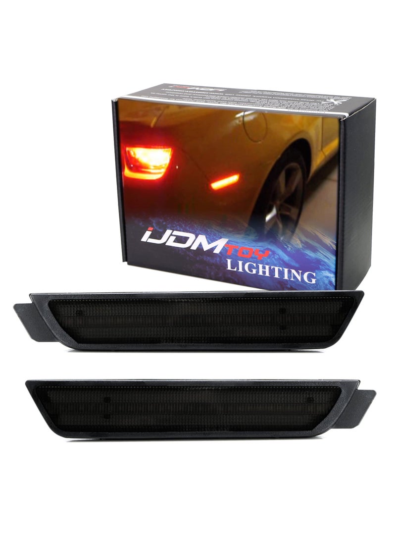 iJDMTOY iJDMTOY Smoked Lens Red Full LED Rear Side Marker Light Kit Compatible With 2010-15 Chevy Camaro, Powered by 27-SMD LED, Replace OEM Back Sidemarker Lamps  - Image 1