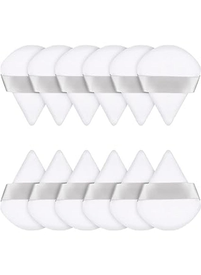 SUNISA Triangle Powder Puff Face Cosmetic Powder Puff Washable Reusable Bake Loose Powder Cosmetic Foundation Sponge Mineral Powder (12 Pcs White Triange Puff) - Image 1