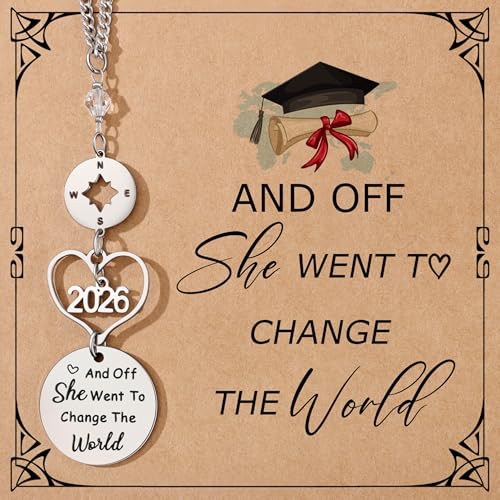 Yiyang Graduation Gifts for Her, Class of 2026 Rear View Mirror Accessories Car Decor Graduation Gifts for Women University College Graduate Car Accessories for Women - Image 1
