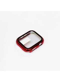 Suitable For Apple Watch Electroplated 360 Case + Tempered Film All-inclusive Protective Case Film Integrated Iwatch Watch Case-Color:Plating 2. Red-Exterior Dimension:41mm (with Carton Packaging)