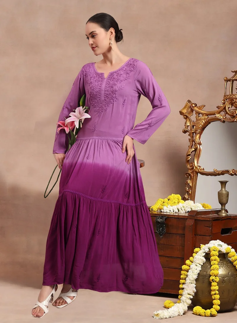 Alaya Hand Embroidered Chikankari Modal Ombre Jalabiya-AL4047