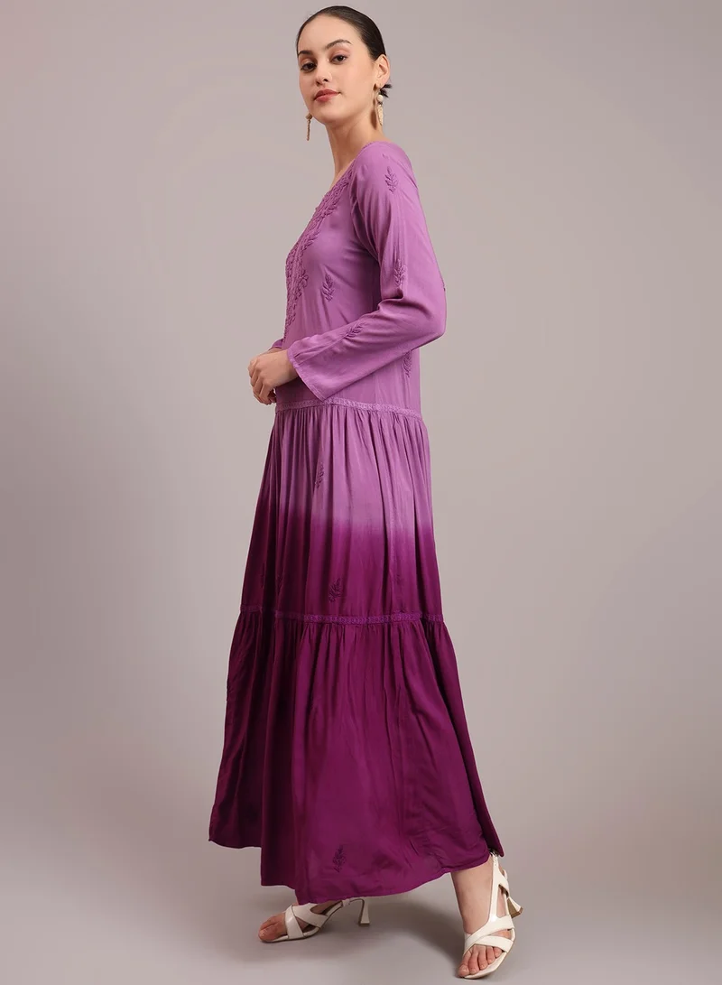 Alaya Hand Embroidered Chikankari Modal Ombre Jalabiya-AL4047