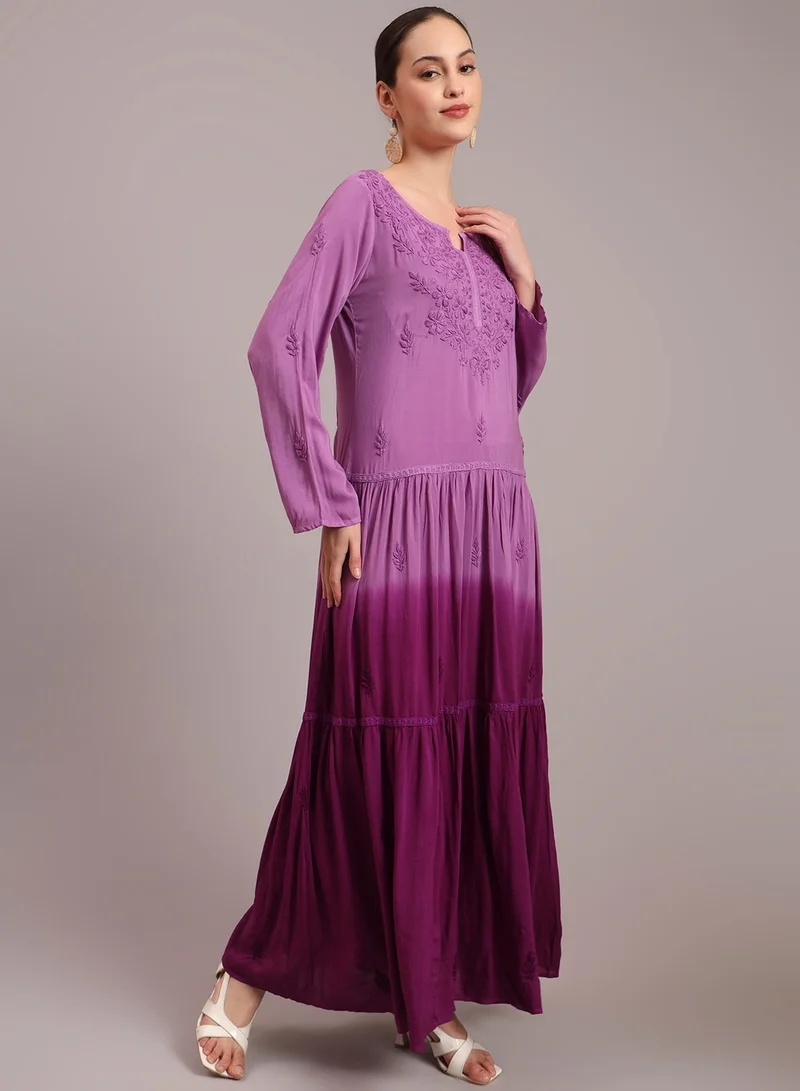 Alaya Hand Embroidered Chikankari Modal Ombre Jalabiya-AL4047