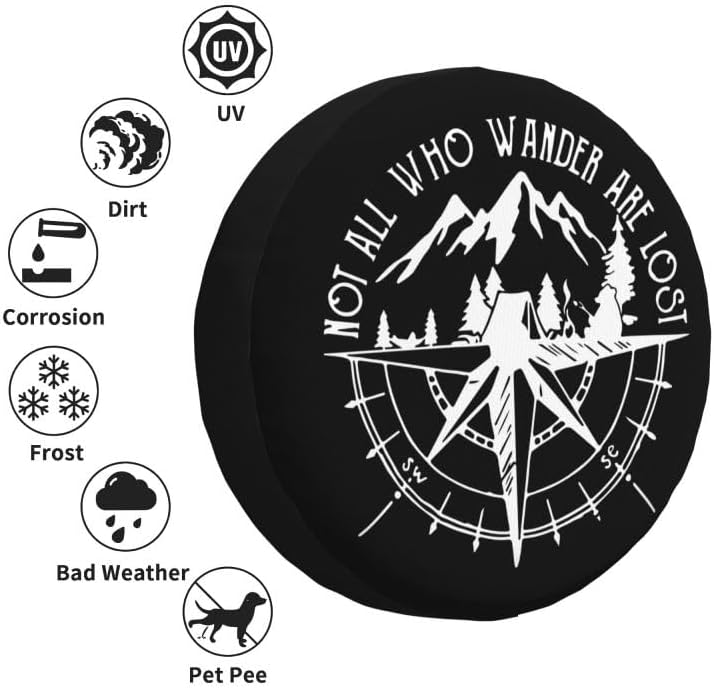 IUSCUST Not Who Wander Are Lost Spare Tire Cover with Backup Camera Hole for Wrangler JL - Image 2