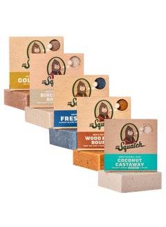Dr. Squatch Dr. Squatch All Natural Bar Soap for Men, 5 Bar Variety Pack - NEW Coconut Castaway, Wood Barrel Bourbon, Fresh Falls, Birchwood Breeze, Gold Moss  - Image 1
