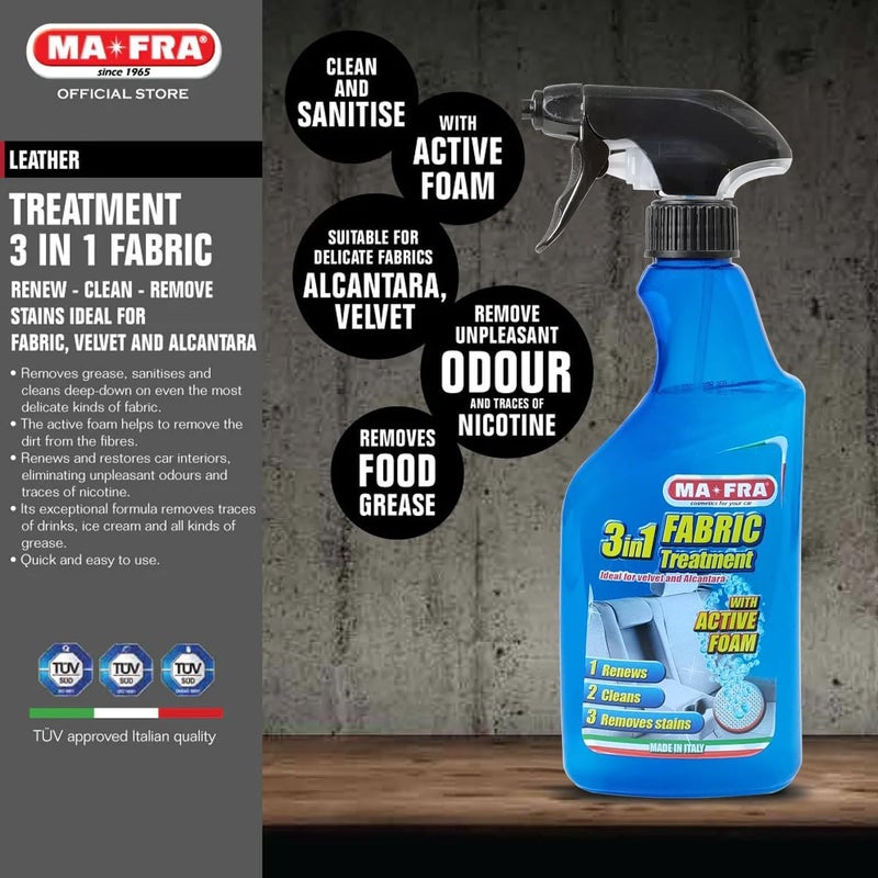 MA-FRA 3 in 1 Fabric Treatment Spray, Fabric Cleaner and Stain Remover, Active Foam Car Interior Cleaning Spray Bottle, Car Seat and Upholstery Cleaner - 500ml - Image 1