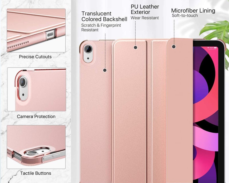 ProElite Case for iPad Air 11 Inch M3/M2 2025/2024, Air 5th Gen 2022/iPad Air 4th Gen 2020 10.9 Inch, Slim Hard PC Translucent Back Shell Smart Cover Fit iPad Air 11 M3/M2 & Air 10.9 Case, Rose Gold - Image 5