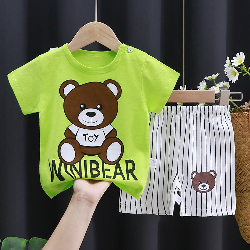 Infant Cotton T-Shirt Combo New Arrival K021-Short Set Teddy Bear