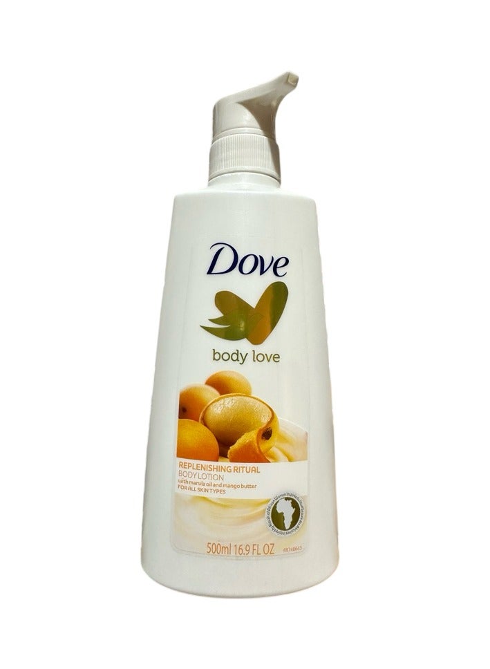 دوف لوشن الجسم بودي لوف لتجديد البشرة بزيت المارولا وزبدة المانجو 500 مل