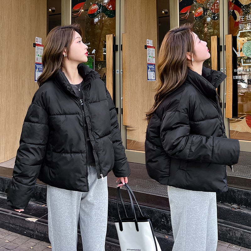 Womens cotton-padded down coat, Korean style loose cotton-padded coat for students, new short winter Coffee  - Image 2