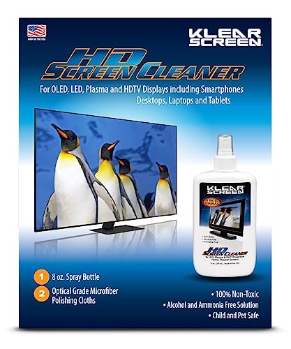 Klear Screen Electronic Cleaner Kit for iPhones and LED TVs - 8 oz. Spray Bottle, Large Microfiber Chamois Cloth, and Large Microfiber Terry Cloth for Crystal-Clear Screens and Brilliant Displays - Image 1