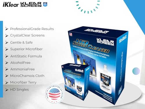Klear Screen Electronic Cleaner Kit for iPhones and LED TVs - 8 oz. Spray Bottle, Large Microfiber Chamois Cloth, and Large Microfiber Terry Cloth for Crystal-Clear Screens and Brilliant Displays - Image 3