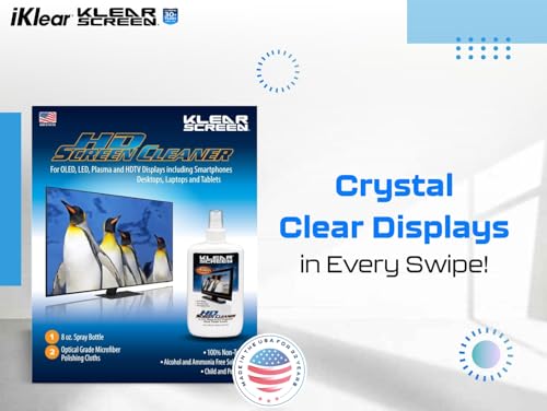 Klear Screen Electronic Cleaner Kit for iPhones and LED TVs - 8 oz. Spray Bottle, Large Microfiber Chamois Cloth, and Large Microfiber Terry Cloth for Crystal-Clear Screens and Brilliant Displays - Image 5