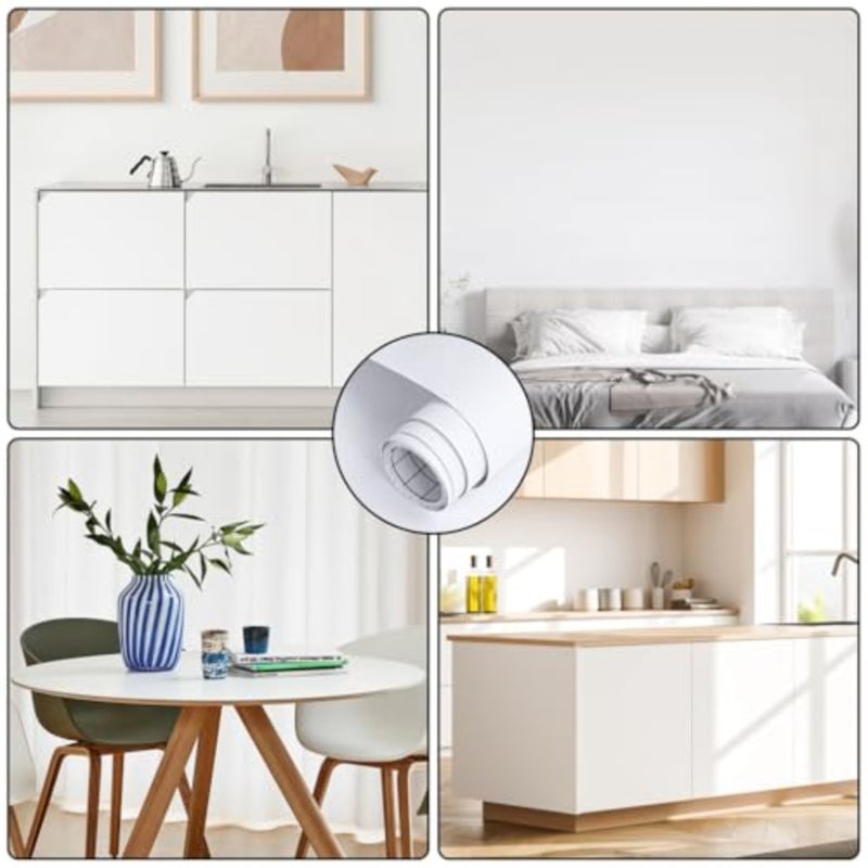 Arthome 43.5x1000cm ورق اتصال أبيض، ورق حائط ذاتي اللصق مقاوم للماء من الفينيل PVC، مقاوم للزيت، ورق فينيل أبيض لسطح غطاء الأثاث، سطح الطاولة، المطبخ، بطانة الرف - Image 5