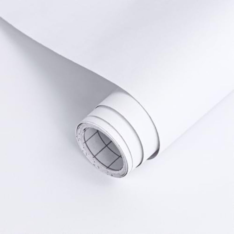 Arthome 43.5x1000cm ورق اتصال أبيض، ورق حائط ذاتي اللصق مقاوم للماء من الفينيل PVC، مقاوم للزيت، ورق فينيل أبيض لسطح غطاء الأثاث، سطح الطاولة، المطبخ، بطانة الرف - Image 1