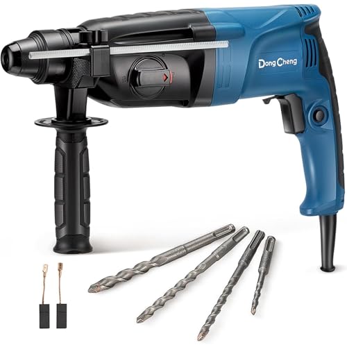 DONG Cheng DongCheng 1 Inch SDSPlus Rotary Hammer Drill with Safety Clutch 67Amp Heavy Duty Corded Demolition Hammer for Concrete 1200 RPM 30 Joules Including 4pcs Drill Bits - Image 1