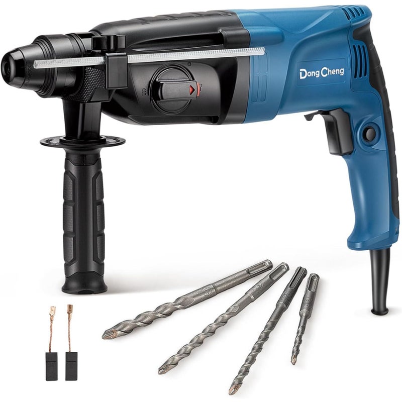 DONG Cheng DongCheng 1 Inch SDSPlus Rotary Hammer Drill with Safety Clutch 67Amp Heavy Duty Corded Demolition Hammer for Concrete 1200 RPM 30 Joules Including 4pcs Drill Bits - Image 2