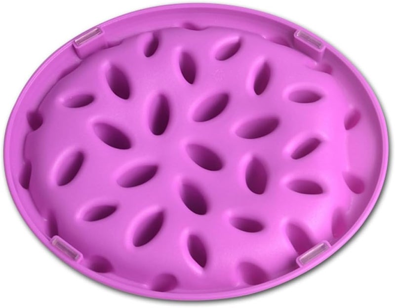 Slow Feed Pet Bowl Jungle Design Purple Dog Feeder Slow Eating Bowl Non-Skid Raised for Dogs and Puppies - Image 2