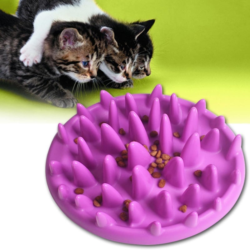 Slow Feed Pet Bowl Jungle Design Purple Dog Feeder Slow Eating Bowl Non-Skid Raised for Dogs and Puppies - Image 4
