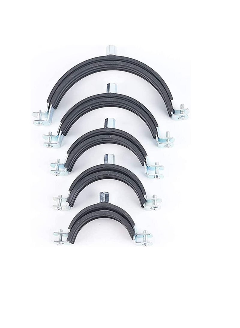 Generic - Heavy Duty Adjustable Two-screw Pipe Galvanized Iron (GI) Clamp with Rubber Lined or Unlined for Wall Ceiling Mount Pipe Supports, Split Ring Hanger (1 Inch, Pack of 5) - Image 1